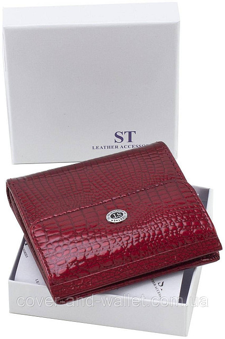 Компактний жіночий гаманець червоного кольору з лакової шкіри ST AE 209-1 Київ - фото 10