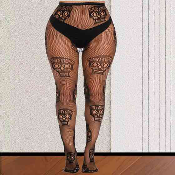 Колготи з малюнком черепа one size чорний Київ