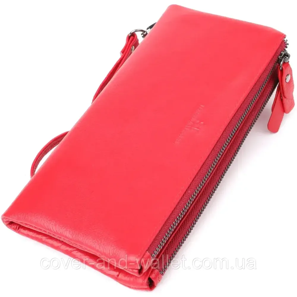 Червоний жіночий гаманець-клатч на три відділення на блискавці ST leather 022-1 Київ - фото 2