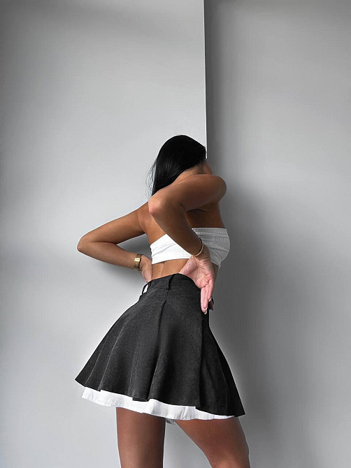 Женская трендовая юбка-шорты вельвет + коттон Графит, 42/44 Одесса - изображение 3