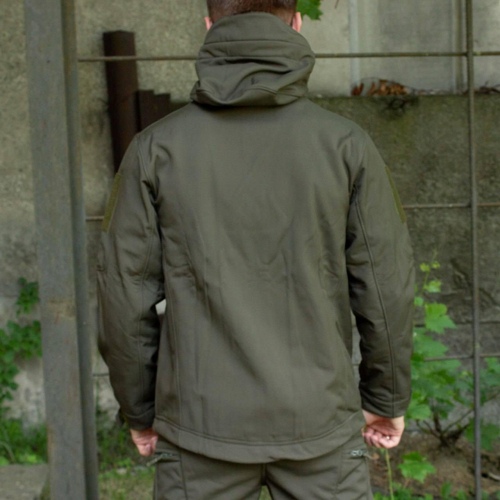 Демисезонная мужская куртка Soft Shell оливковая, мужская тактическая куртка софт шел Львов - изображение 5
