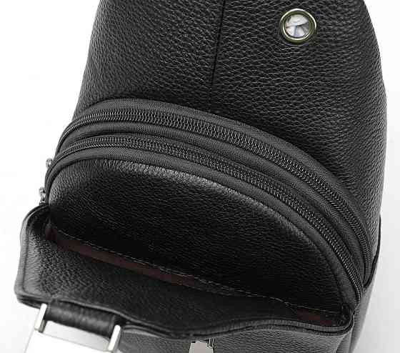 Сумка мужская слинг через плечо в зернистой коже Vintage 20249 Черная Киев