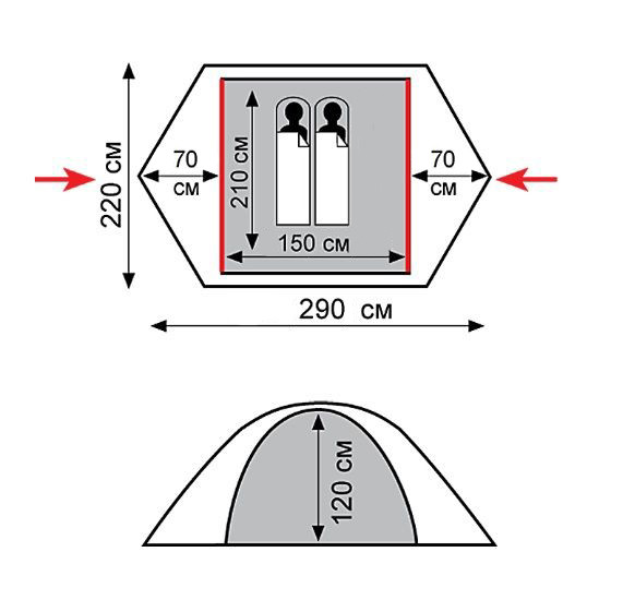 Палатка Tramp Peak 2 (V2) зеленая Киев - изображение 3