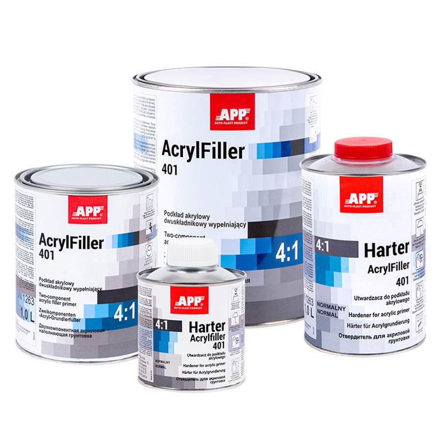 Грунт акриловий 4:1 "AcrylFiller 401" сірий 1л+0,25л затв. APP, 020416 Вінниця - фото 1