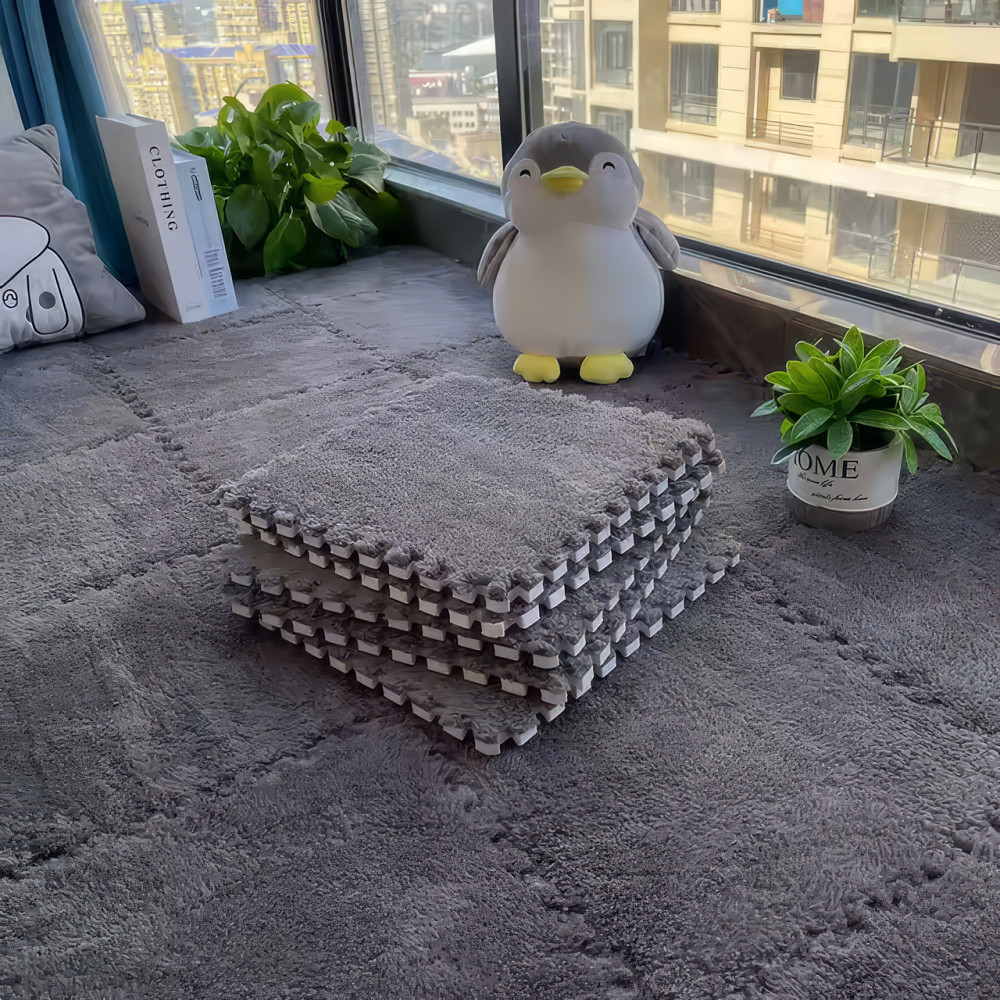 Пол-пазл плюшевый 120x150см, 20 пазлов, теплый пол, детский мат, термоковрик для дома, цвет серый Каменец-Подольский - изображение 1