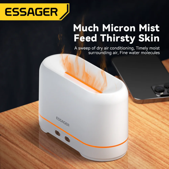 Зволожувачі повітря ESSAGER Flame Aromatherapy Humidifier Black Одеса
