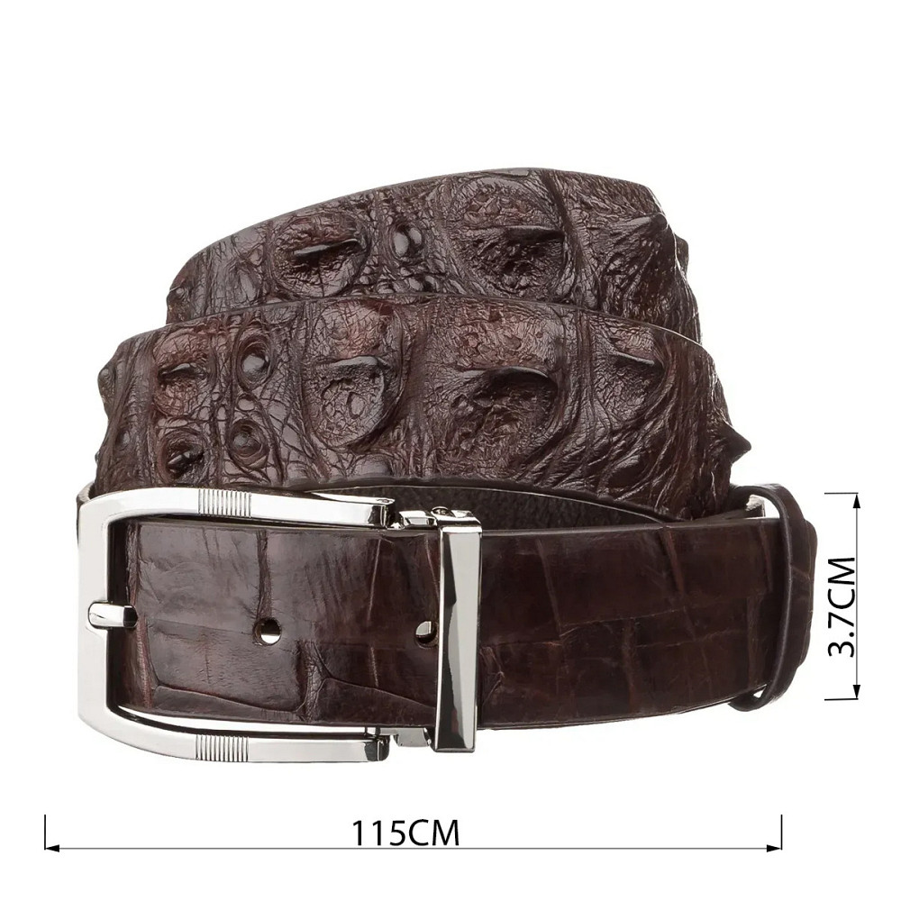 Ремінь чоловічий CROCODILE LEATHER 18178 з натуральної шкіри крокодила Коричневий Київ - фото 11