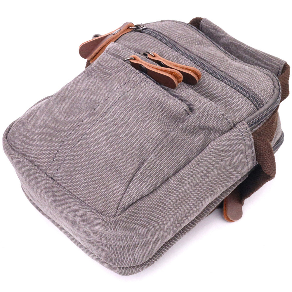 Компактна чоловіча сумка із щільного текстилю 21244 Vintage Сіра Київ - фото 8