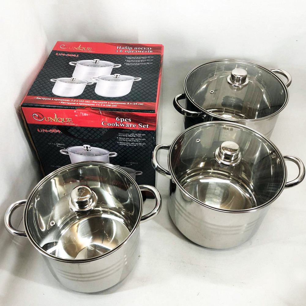 Збірний набір каструль, Комплект металевих каструль Набір для електроплити RJ-63 Львів - фото 6