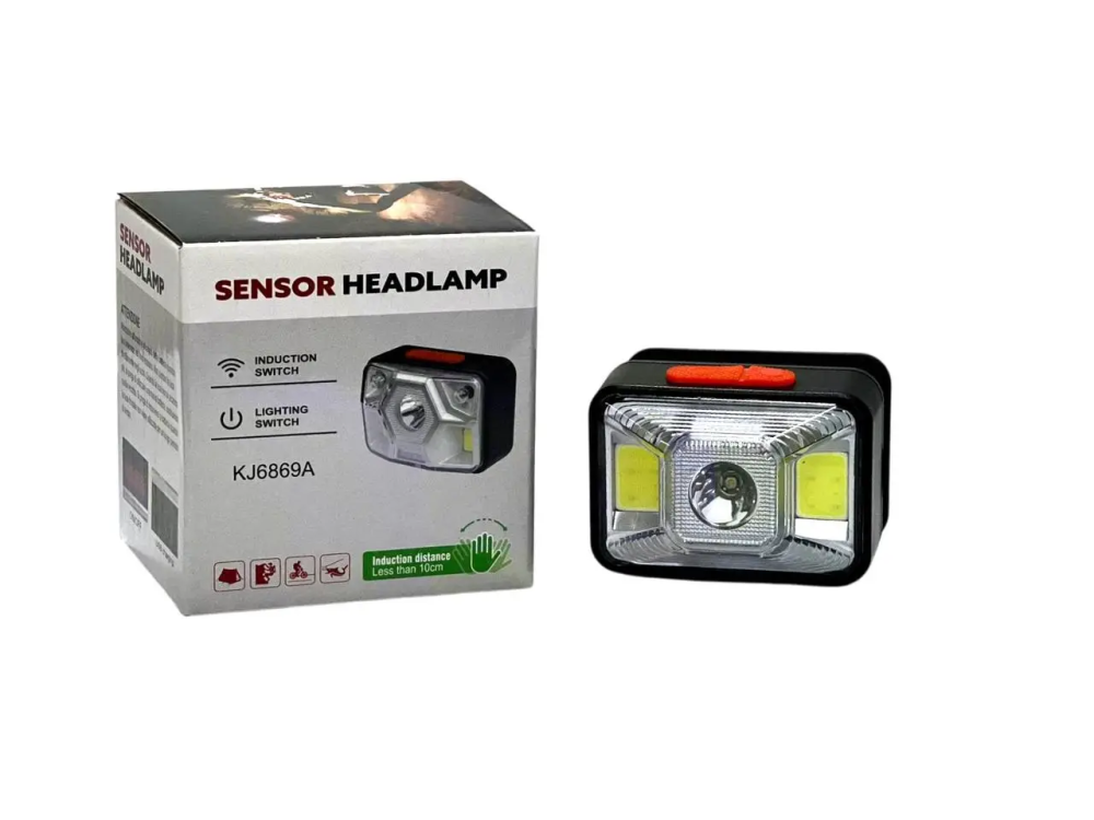 Ліхтар налобний Bailong KJ-6869B із сенсорним датчиком, яскравим світлом і Micro USB зарядкою Одеса - фото 9