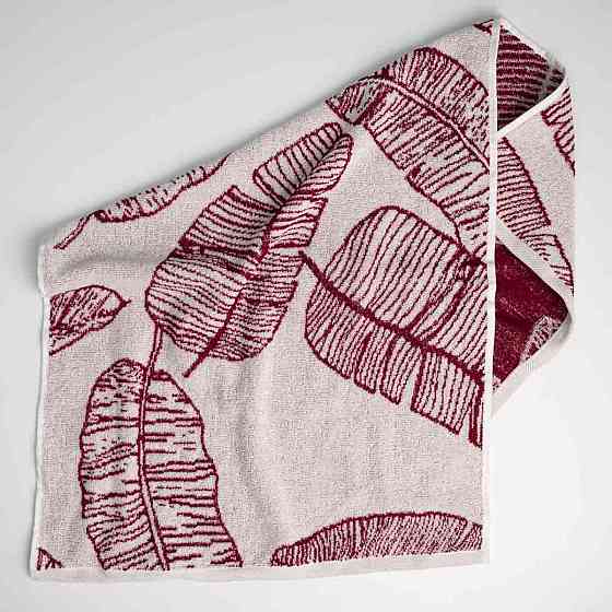 Набор махровых полотенец с рисунком перо 2шт GM Textile 50х90см, 70х140см 400г/м2 (Красный) Сумы