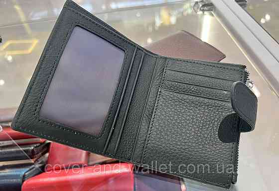 Женский кожаный кошелек зеленого цвета маленького размера на магните HV 3009 Киев