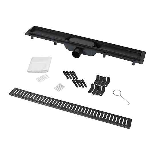 Трап Qtap Dry FA304-700MBLA лінійний із сухим закривом і неіржавкою решіткою 700х73 Київ