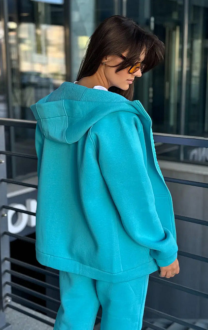 Зип худи женское оверсайз Бирюзовый 42/44 Харьков - изображение 3
