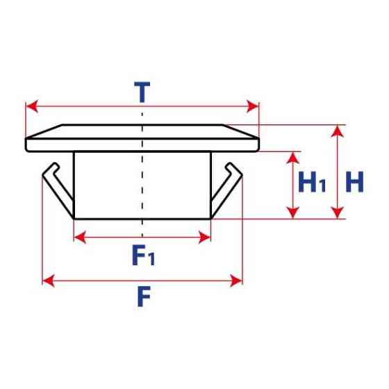 Заглушки, Заглушка без отвору Чорний, Пластик, Розміри (мм): T-38 F-25x25 F1-21.6x13.7 D-10.7x18 H-16.2 Київ