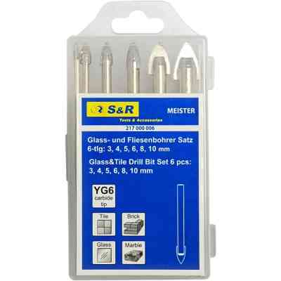 Набор сверл S&R Meister стекло/керамика 3,4,5,6,8,10мм 6шт. (217000006) Винница