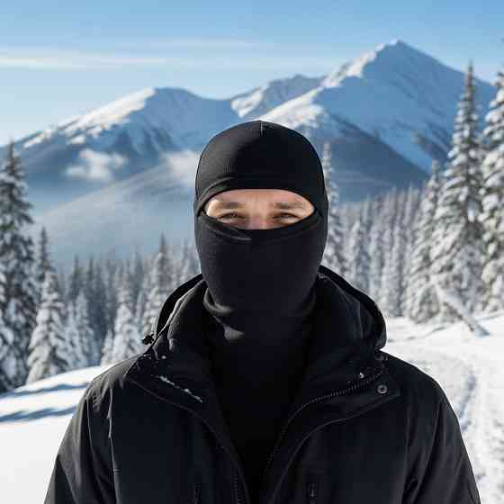 Зимова балаклава-баф на флісі, Чорна / Тактична балаклава утеплена / Балаклава флісова Київ