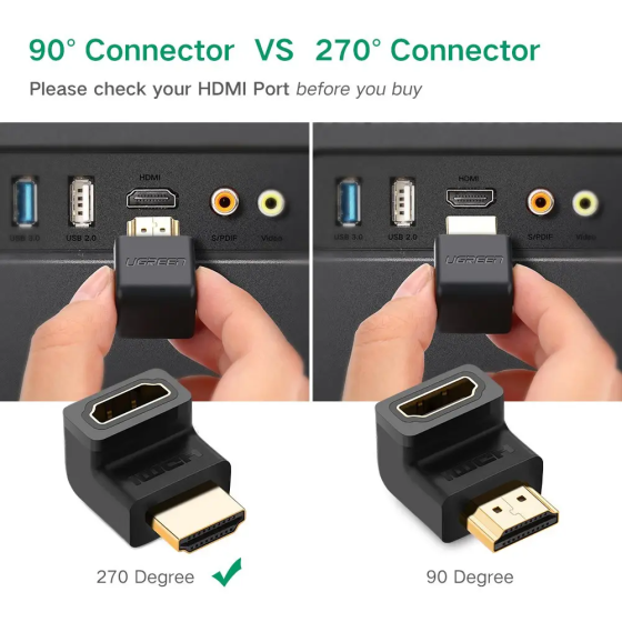 Адаптер UGREEN HDMI 4K Adapter Male to Female Up-angled Київ