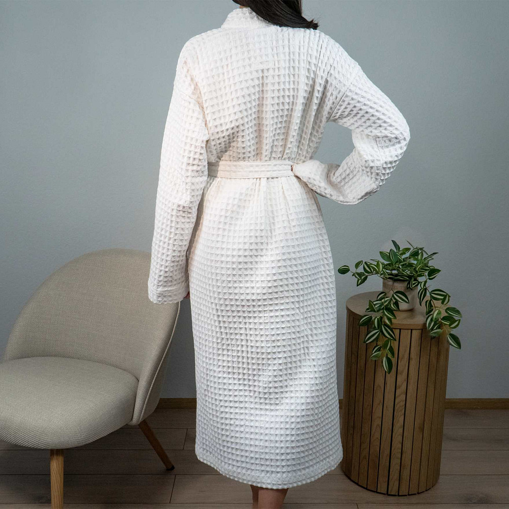 Вафельный халат женский воротник стойка с длинным рукавом YouStar 100% хлопок 380 г/м2 (Белый) XXL-XXXL Сумы - изображение 7