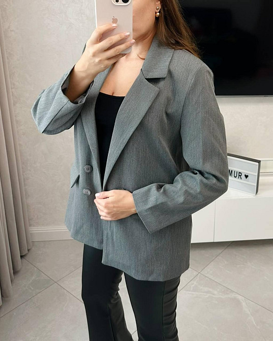 Женский классический пиджак прямого кроя костюмка + подкладка Серый, 44 Одесса - изображение 3