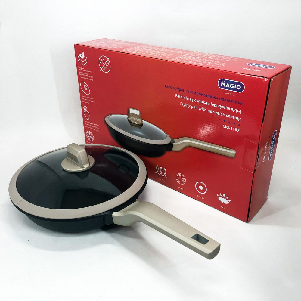 Сковородка для приготовления Magio MG-1167 26 см, Сковородка удобная для кухни Сковорода повара NH-70 Львов - изображение 7