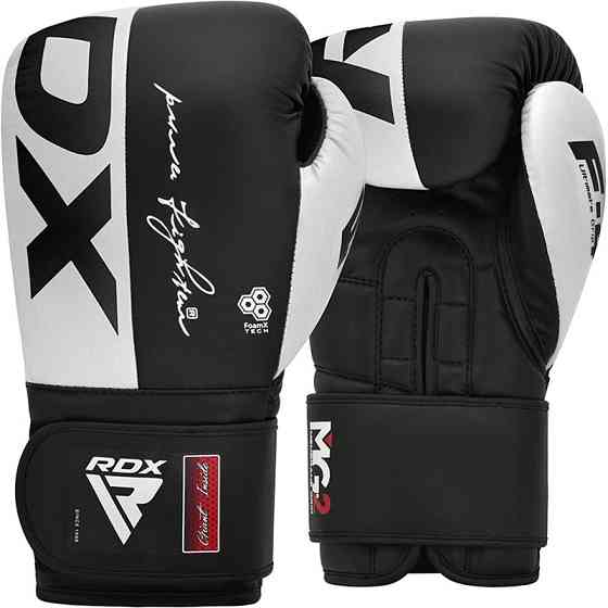 Боксерські рукавиці RDX F4 Boxing Sparring Gloves Hook&Loop WHITE/BLACK 10 унцій (капа у комплекті) Каменское