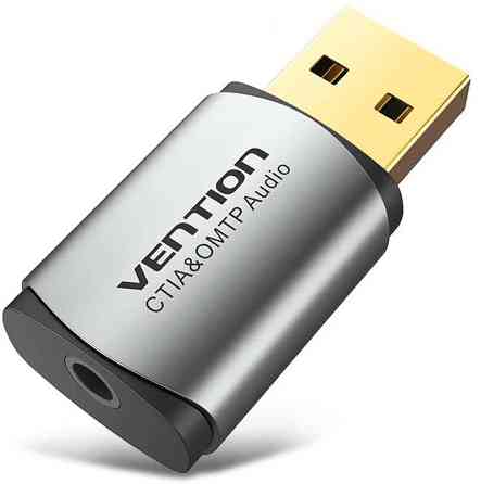 Звукова карта USB AUX jack, TRRS Metal (OMTP-CTIA) Vention сіра Винница