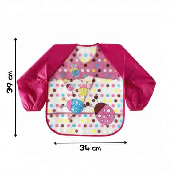 Слинявчик з рукавами "Сонечка" MGZ-0610-2 червоний, клейончатий, на зав`язках Вінниця