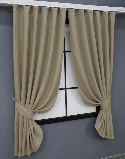 Комплект коротких штор VR-Textil Мікровелюр SPARTA № 1196ш Бежевий 140х170 см 2 шт (35-0105) Київ - фото 2