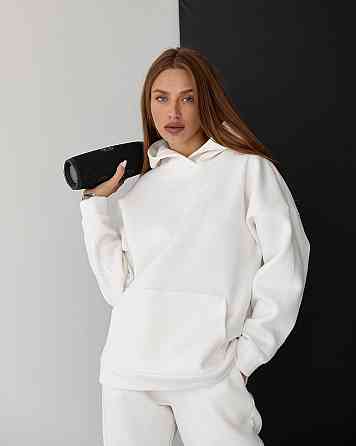 Женский спортивный теплый костюм оверсайз Молочный M Харьков