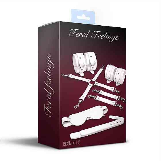 Набір Feral Feelings BDSM Kit 5 White, наручники, поножі, хрестовина, маска, падл Sex Aura Київ