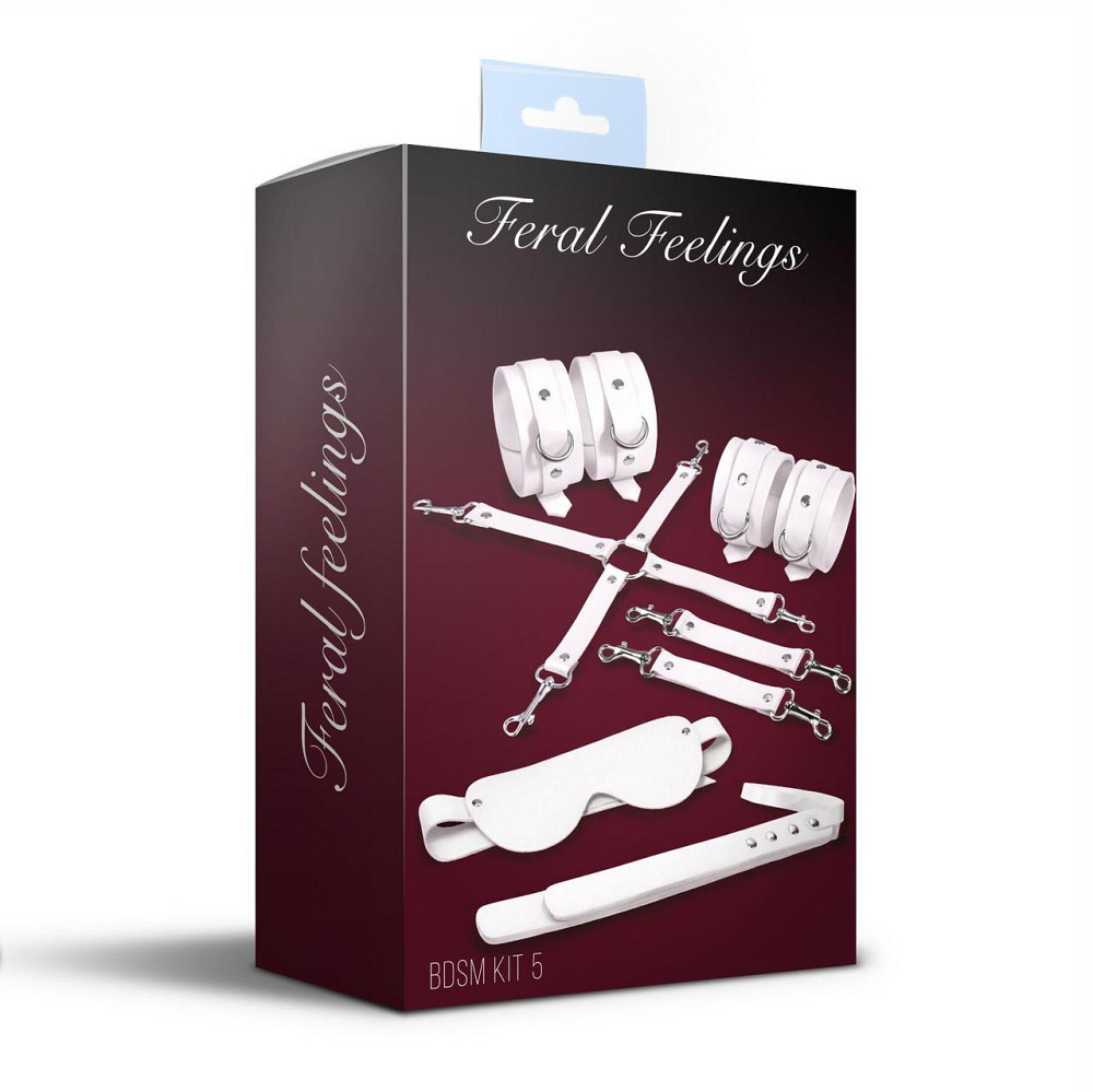 Набір Feral Feelings BDSM Kit 5 White, наручники, поножі, хрестовина, маска, падл Sex Aura Київ - фото 2