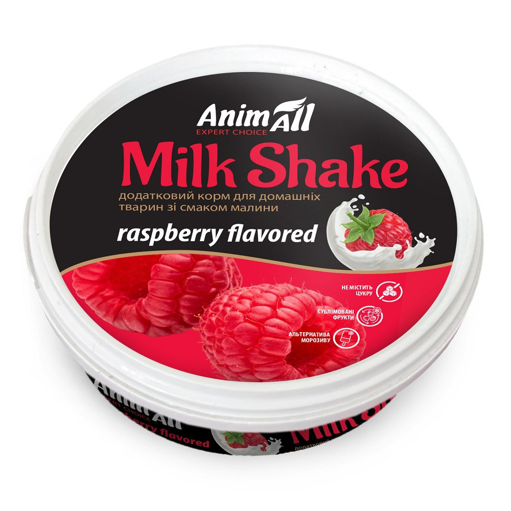 Дополнительный корм AnimAll MilkShake для кошек и собак со вкусом малины, 30 г Киев - изображение 1