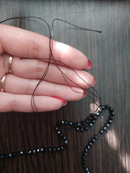 Женское ожерелье на завязках 40 см черный Киев - изображение 4