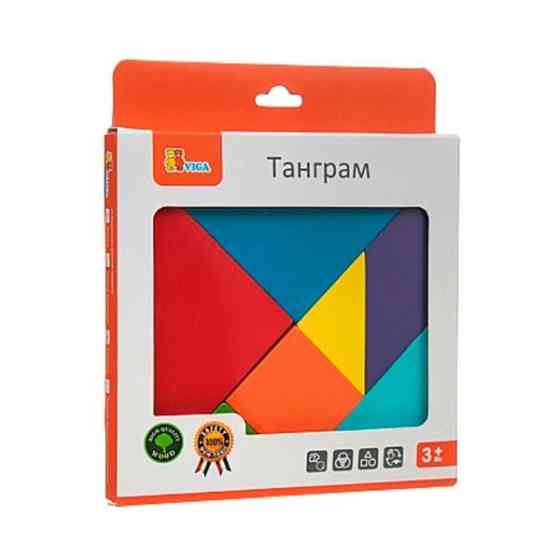 Гра-головоломка Viga Toys Кольоровий дерев'яний танграм, 7 ел. (55557) Харків