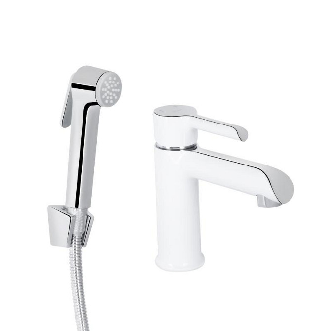Змішувач для раковини, з гігієнічним душем Qtap Grand QTGRA272CRW45671 (k35), одноважільний, Chrome/White Харків - фото 1
