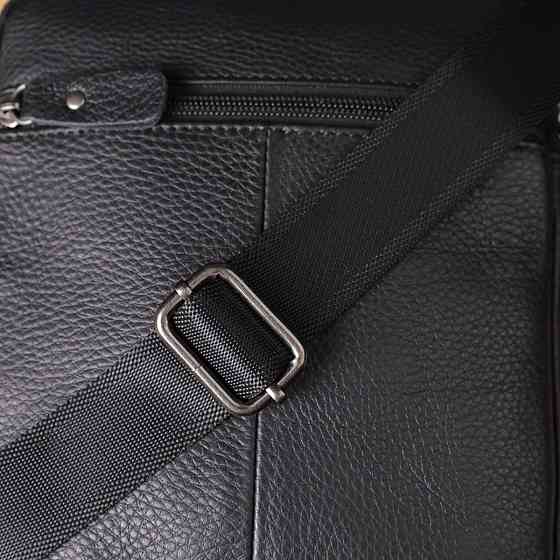 Вместительная мужская сумка на плечо из натуральной кожи Черный (Vintage) Киев