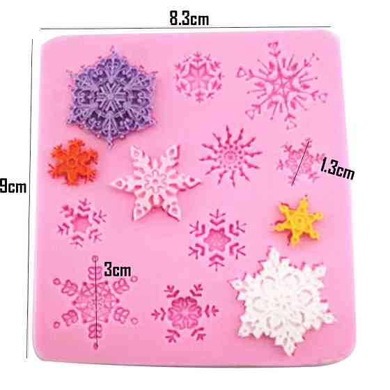 Молд силиконовый Снежинки 83 на 90 мм розовый Киев