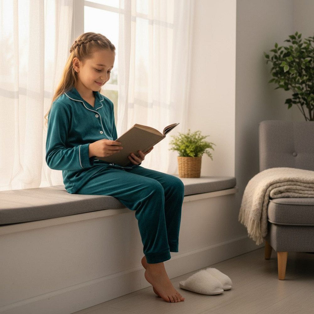 Детская велюровая теплая пижама два кармана Изумрудный б/к 122-128 Харьков - изображение 1