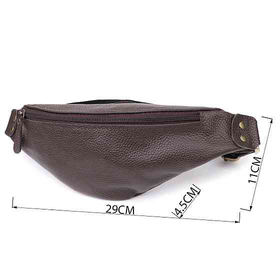 Модная сумка бананка для мужчин из зернистой натуральной кожи Shvigel 23137 Коричневый Киев