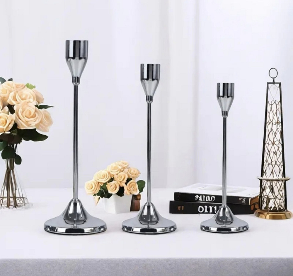 Підсвічники 3 шт Сріблясті Сміла - фото 2