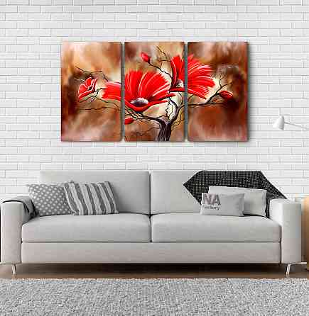 Модульная картина Цветы Абстракция  (53x100см)   Аrt-140_3А Киев