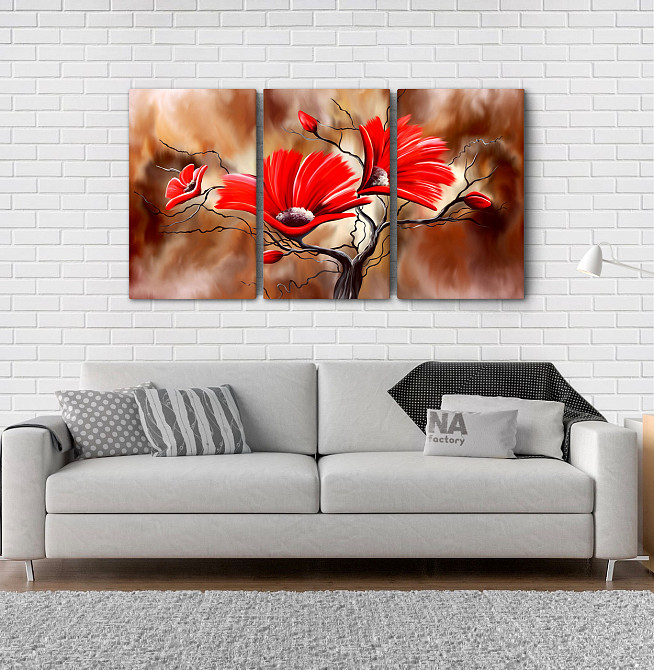 Модульная картина Цветы Абстракция  (53x100см)   Аrt-140_3А Киев - изображение 2