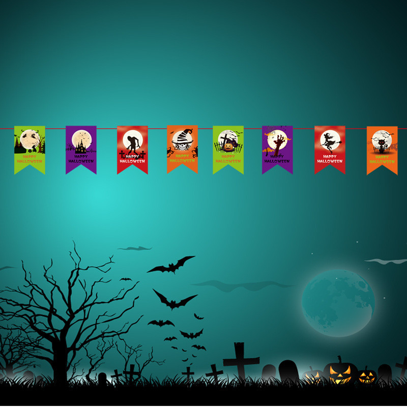 Гірлянда на Хелловін прапорці 280 см різнобарвний Київ - фото 3