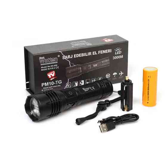 Потужний акумуляторний універсальний ліхтар 3000 Лм Watton WT-600 ліхтарик LED з USB зарядкою та знімною батареєю Кам'янець-Подільський