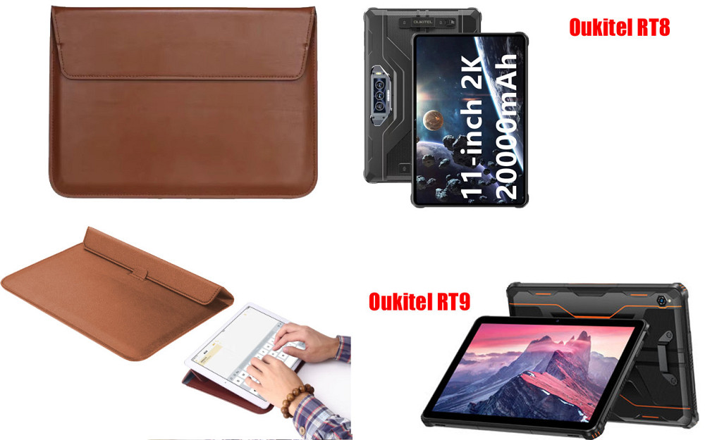 Чохол-конверт VitoCase для Oukitel RT8, Oukitel RT9, з функцією підставки для планшета Коричневий Київ - фото 1
