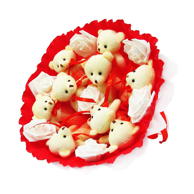 Букет з м'яких іграшок 9 ведмедиків 5338IT червоний Вінниця - фото 5