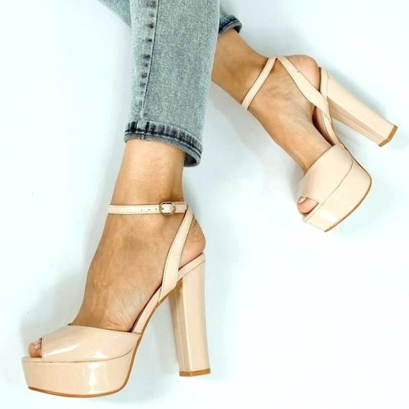 Жіночі Бежеві Босоніжки на Каблуку Лакові Модельні (розміри: 36,37,38,39) - 25 Дніпро - фото 2