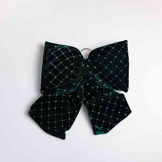 Yiwu Оксамитовий бант для декору зі стразами та візерунком на ялинку 35×45 (см) Зелений CR-2-19 Коломыя