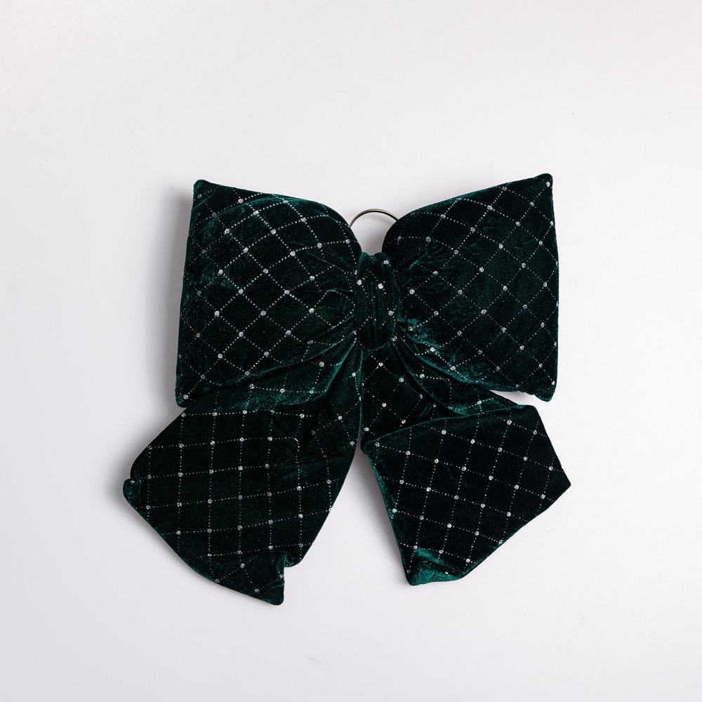 Yiwu Оксамитовий бант для декору зі стразами та візерунком на ялинку 35×45 (см) Зелений CR-2-19 Коломыя - изображение 1